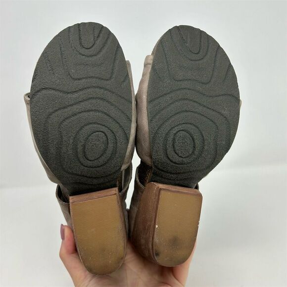 OTBT Patchouli Ruched Gray Leather Back Zipper Heeled Sandals Size 9M Open Toe - Picture 9 of 14